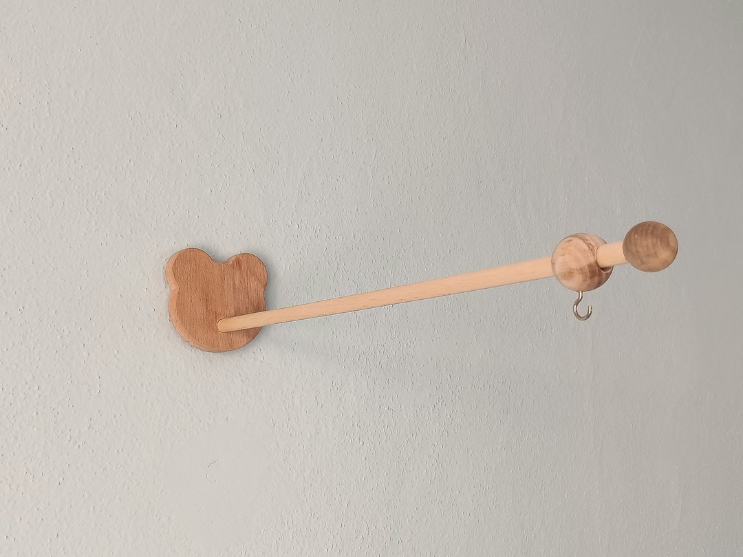 Natural Baby Mobile Arm, Adjustable Wall Mounted Wooden Mobile Crib Arm, Wall Hangin Decor, 100