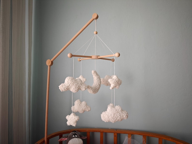 Natural Wood Baby Crib Mobile Hanger Arm: Universal Fit image 2