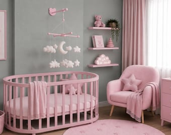 Adjustable Wood Baby Mobile Arm: Wall Hanging Decor, Natural Beech
