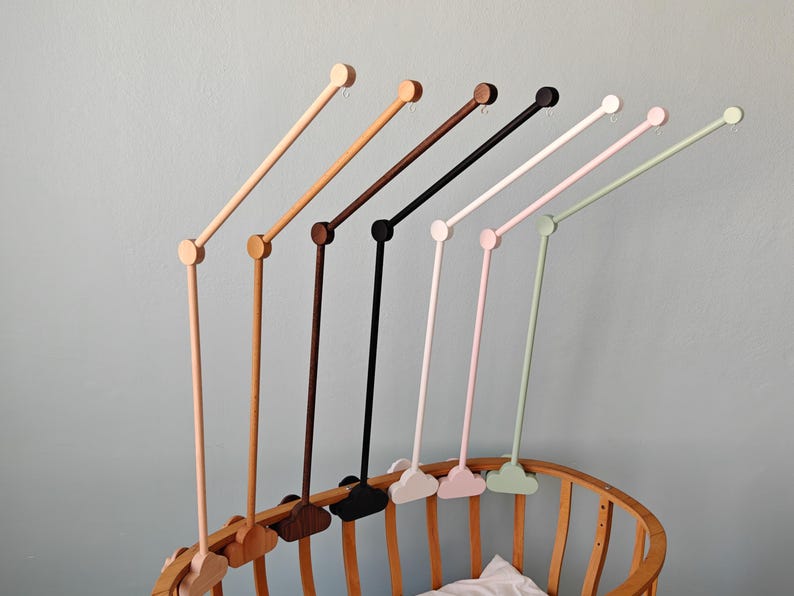 Natural Wood Baby Crib Mobile Hanger Arm: Universal Fit image 1