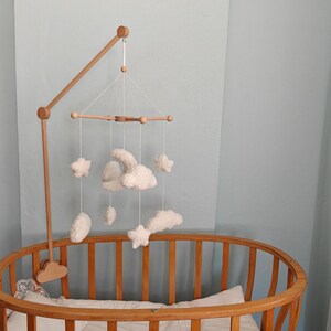 Boucle Baby Mobile: Celestial Moon, Cloud & Star Nursery Decor Natural