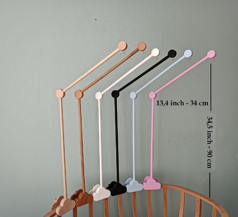 Baby Crib Mobile Hanger, Baby Crib Mobile Arm Made of Natural Wood, Baby Mobile Crib Holder for Nursery, Natural Baby Gift, image 1