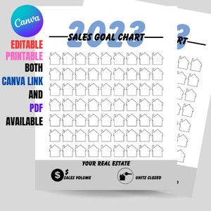 Real Estate Goal tracker | Real Estate Planner| 2023 Real Estate Goal Tracker | Printable Real Estate Planner | Real Estate Canva Template