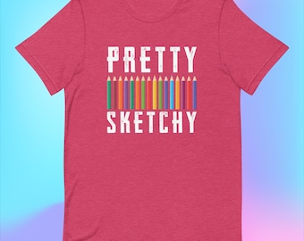 Kreatives Künstler-Bleistift-Grafik-T-Shirt - Weiches und leichtes, ringgesponnenes Baumwollshirt, vorgeschrumpfte, bequeme Passform