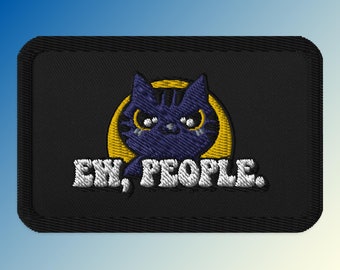 Opvallende geborduurde kattenpatch, duurzame keperstof, opstrijkbare opnaaibare veiligheidsspeldopties