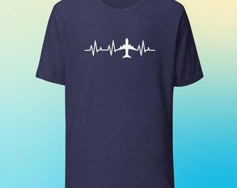 Airplane Heart Beat Line Unisex t-shirt
