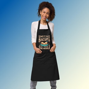 Funny Biscuits Apron - Perfect Gift for Bakers and Chefs, 100% Organic Cotton, Adjustable Straps, Large Pocket
