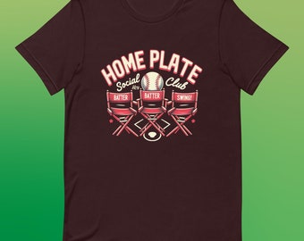 Home Plate Social Club Baseball Tee - Casual sportfanshirt, vintage geïnspireerd slagmanontwerp