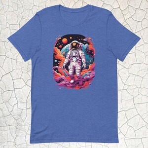 Galactic Explorer Tee, Vibrant Astronaut Print T-Shirt, Soft Unisex Space-Themed Top for Casual Wear