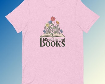 T-shirt met bloemenprint Read Banned Books - Bella+canvas zacht shirt