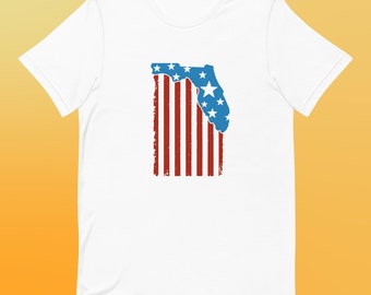 Florida-vormig Amerikaans vlag-T-shirt, zacht katoen, unisex patriottisch shirt