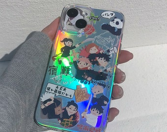 Étui pour iphone anime, cadeau mignon pour garçon ou fille anime, étui de téléphone antichoc pour iphone 11,12,13,14,15pro, promax, étui de téléphone laser pour lui/elle