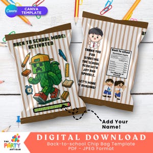Back to School Chip Bag Wrapper | First Day of School Snack Bags for Students | Printable Classroom Favor Bags | DIY Gift | Digital Download