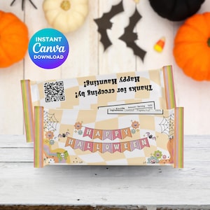 Printable Halloween Chocolate Bar Wrapper, 1.55 oz Candy Bar Favor, Trick or Treat Party Supplies, Instant Download