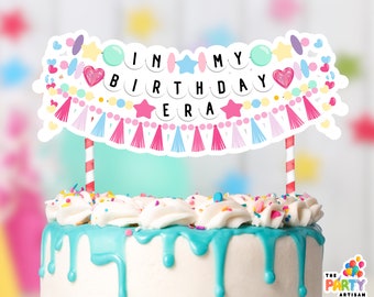 Adorno para pastel de pulsera de la amistad - Decoración imprimible personalizada para cumpleaños, pastel de cumpleaños con pulsera de la amistad, decoración imprimible para fiestas de cumpleaños