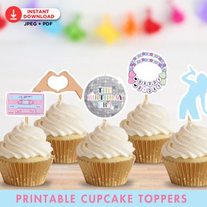 Birthday Era Cupcake Topper, TS Party Decor, Printable Concert Theme Decoration, Instant Download