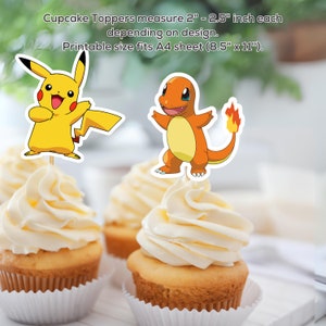 Printable Pokemon Cupcake Topper, Pikachu Birthday Party Decor, Kids ...