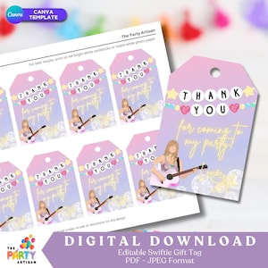 Bewerkbare tagsjabloon, Swiftie-cadeautag verjaardagscadeau, instant download afdrukbare gunsttag, gepersonaliseerde bedanktag, vriendschapsarmbandtag