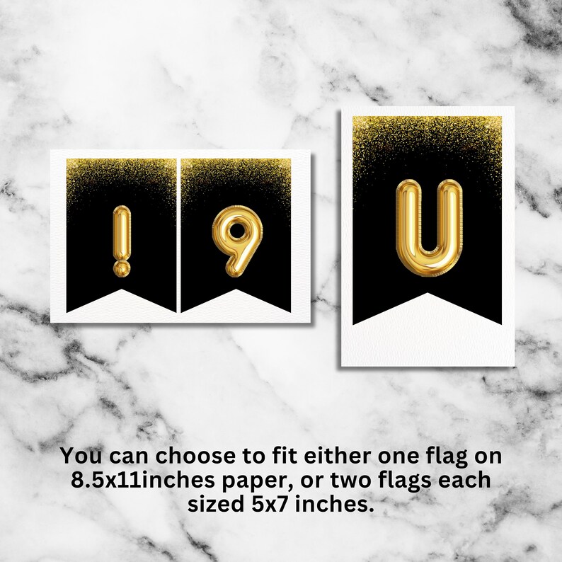 Black and Gold Birthday Banner Printable Custom Party Decorations