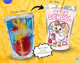 Printable Back to School Juice Labels, First Day Student & Teacher Gift Tags, Preschool to 6th Grade Drink Wraps, Digital Download