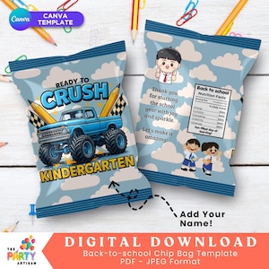 Back to School Chip Bag Wrapper | First Day of School Snack Bags for Students | Printable Classroom Favor Bags | DIY Gift | Digital Download