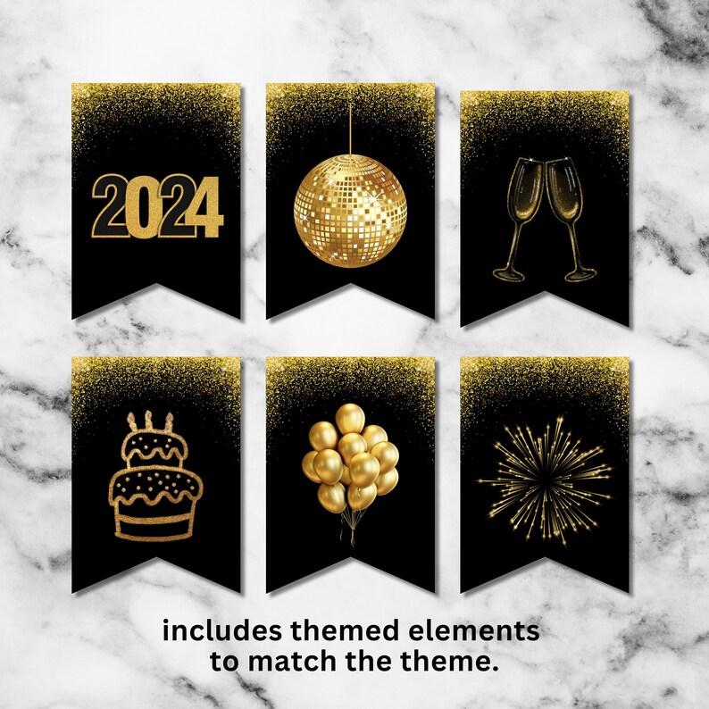 Black and Gold Birthday Banner Printable Custom Party Decorations