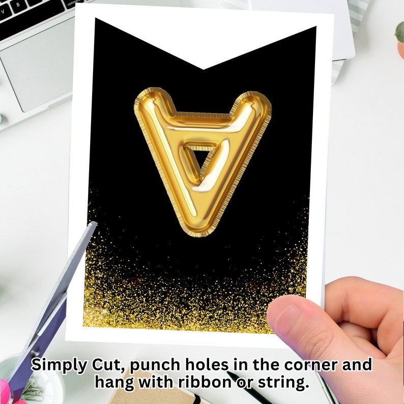 Black and Gold Birthday Banner Printable Custom Party Decorations