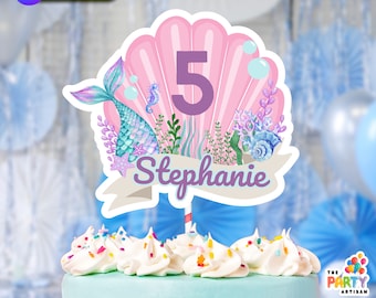 Magical Mermaid Birthday Cake Topper: Editable Party Decor (Instant Download)