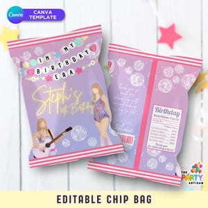 Sacchetti per patatine ispirati a Swifty, dolcetti per feste di compleanno con braccialetti dell'amicizia, sacchetti per patatine con nome personalizzato, snack, bomboniere per feste Swift