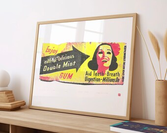 Handmade Wrigley's Gum Print: Vintage Pop Art Serigraph Poster