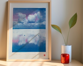 Handgemaakte Canadian Lake-zeefdruk: retro pop-artposter (DIN A2).