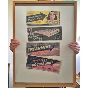 Handgemaakte Zeefdruk WRIGHLEY&#39;S GUM Print large poster pop art retro raster spearmint 1950s space age risograph decor vintage advertisement