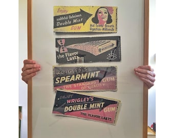 Handmade Wrigley's Gum Silkscreen Print: Retro Pop Art Advertisement