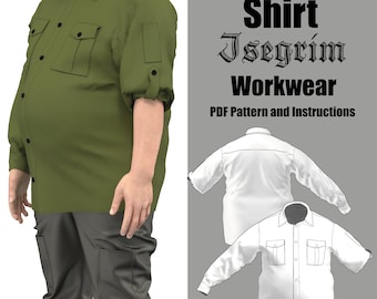Workwear shirt men's waist sizes | Isegrim | Sewing pattern for direct download in English