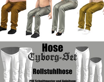 Wheelchair pants women men children waist sizes| Cyborg Set-1 | Pattern for direct download in German