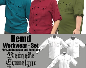 Workwear Set | Sewing patterns for workwear shirts for men, women and belly sizes for direct download in German