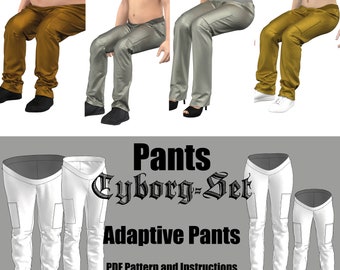 Wheelchair Pants Men Women Kids Waist Sizes | Cyborg Set-1 | Sewing pattern for direct download in English