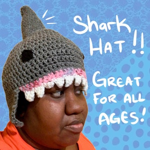 Handmade Crochet Shark Hat Beanie for Kids and Adults Funny Cute Sea Fish