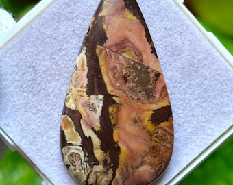 Pear Cappuccino Jasper Cabochon - Natural Patterned Gemstone, 47x25mm
