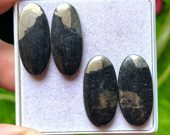 Apache Gold Pyrite Cabochon Set – Oval Black & Gold Gemstones