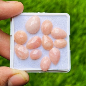 Natural Pink Opal Cabochon Mix Shape Rose Cut 11 Pcs Lot Pink Opal Gemstone Loose Gemstone For Jewelry Making 6-13mm 17ct.