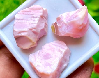 Roher Rosa Opal 3 Stück 79.70ct Natürlicher Rohstein zur Heilung von Kristallen