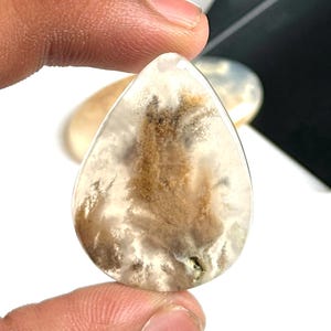 Flower Agate Plume Dendrite Agate 38x22mm 75.45ct | Natural Scenic Cabochons for Jewelry Making, Healing Stones, or Wire Wrapping