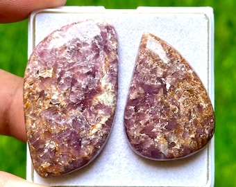 Lepidolith Cabochons | 117.90ct | 45–24mm | Lila Glimmer Edelsteine für Schmuck