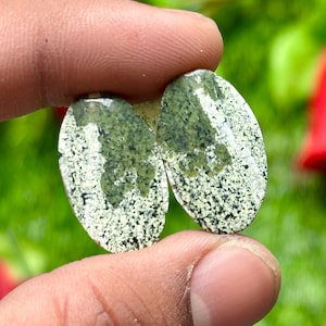 Swiss Green Opal Cabochon Pair 22x14mm 20.10ct Natural Stone