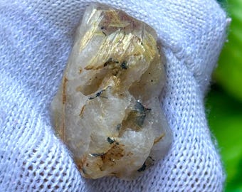 Raw Golden Rutile 47.10 Ct | Natural Rough Rutilated Quartz | Untreated Golden Rutile Crystal | 29x22mm