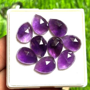 AAA Natural Purple Amethyst Rose Cut Pear Shape Gemstone 10 Pcs Lot Flat back Loose Gemstone For Jewelry making Calibrated Size 14x10mm