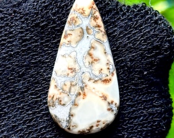 Cabujón de jaspe Maligano, pera de 38 x 19 mm, piedra preciosa de paisaje natural de 31,10 quilates, cabina para hacer joyas (1 pieza)