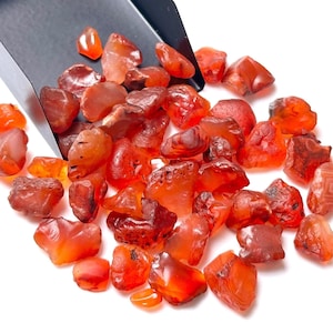 Raw Carnelian rough chunks 49 piece wholesale lot for wire wrapping healing crystal jewelry making stone rough lot 8-14 mm 209.50 cts