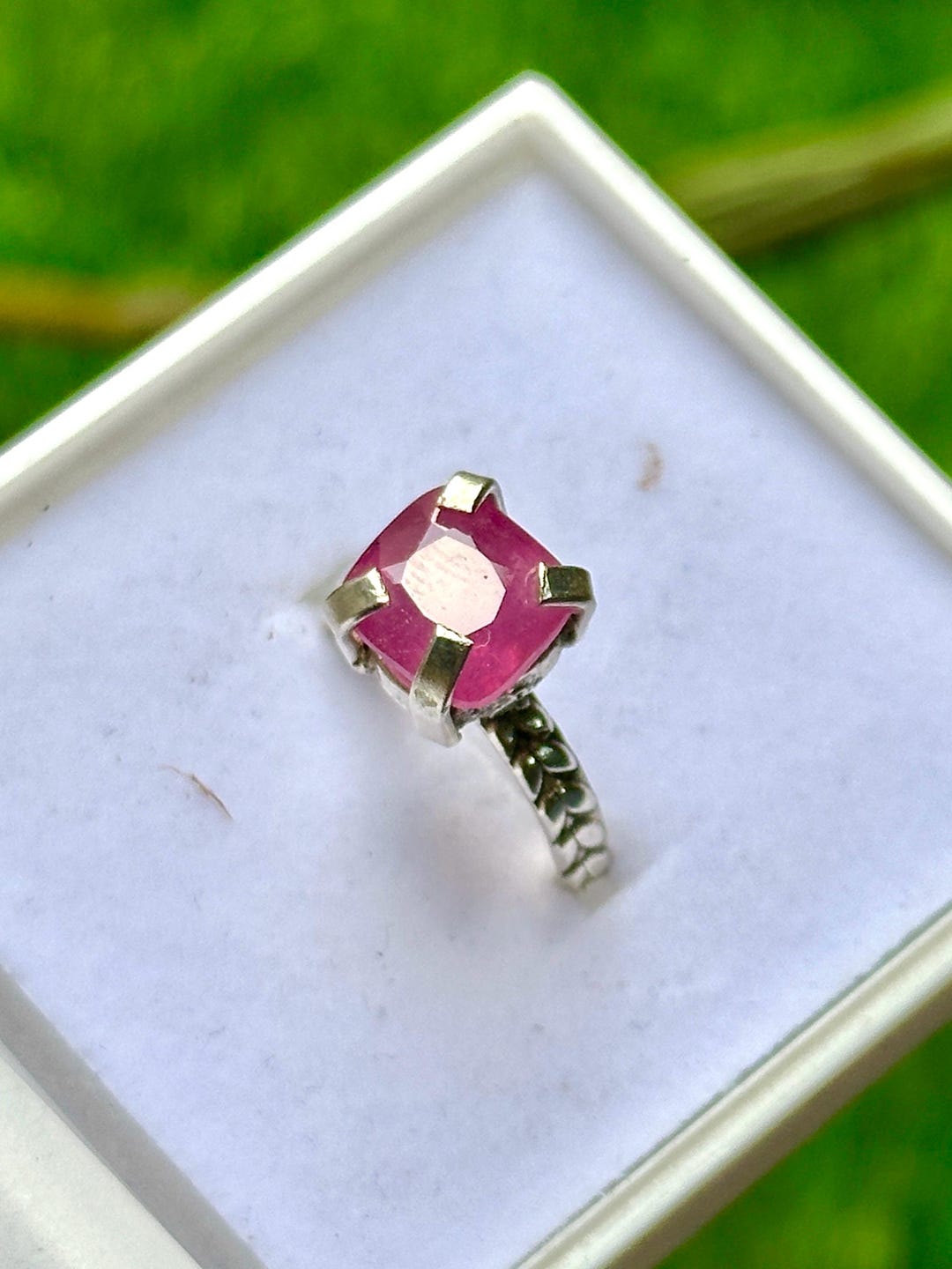 Fso Ruby Faceted Thailand Ruby Ring – Silver Plated Brass, Size 6.25 - Etsy
